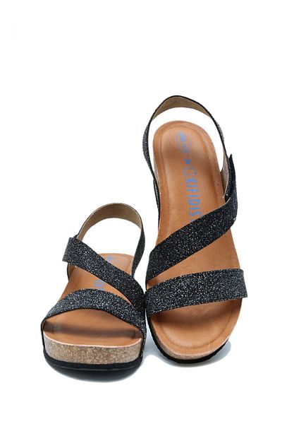 Kifidis K14883 Kifidis Soft Step Women's Wedge Heeled Cork Sandals 36-41 Black/Black