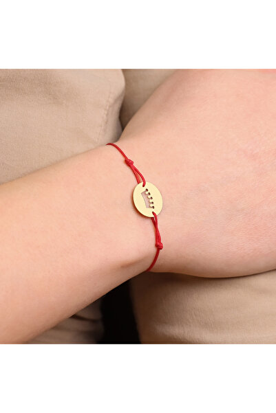 MOHI Fine Jewellery Bratara snur reglabil , cu banut si coroana perforata, aur 14k