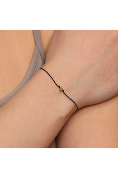 MOHI Fine Jewellery Bratara snur rosu reglabil cu inimioara, aur 14k