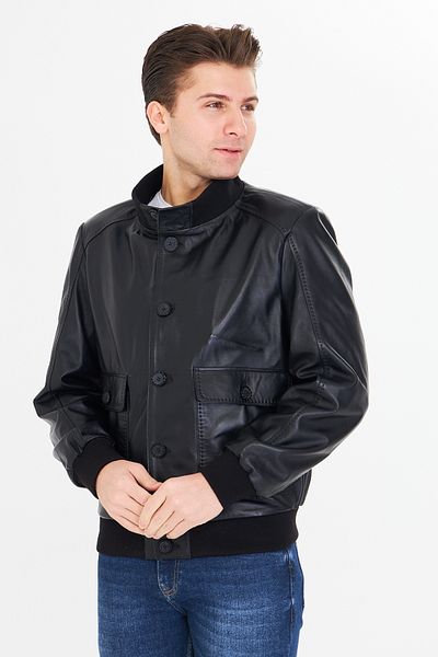 By Marki Marki Men's Genuine Leather Jacket – Button Closure, Punto Stitching, Vintage Style, 4 Pockets- 505922