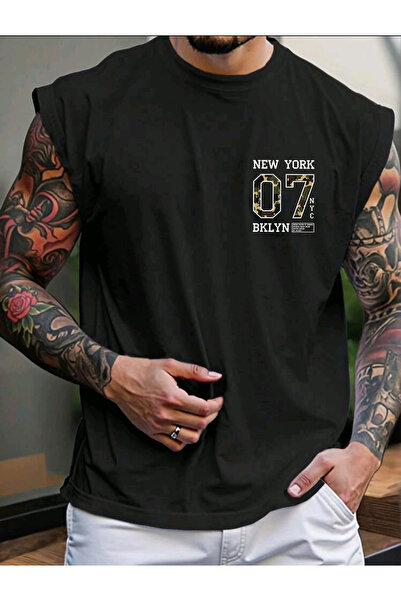 FAVORİST 07 NEW YORK Αμάνικο μπλουζάκι με στάμπα Ανδρικά ρούχα με μηδενικό μα...