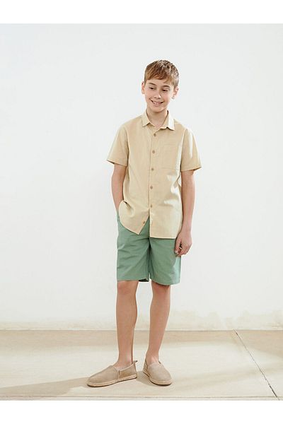 LC Waikiki Stylish and Comfortable Boy's Shirt Made of Standard Fit Linen Blend Fabric