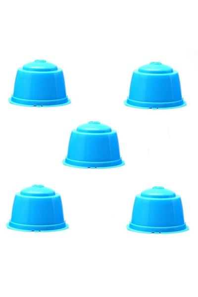 motor starter Set of 5 coffee capsules, reusable, refillable, Dolce Gusto compatible, light blue