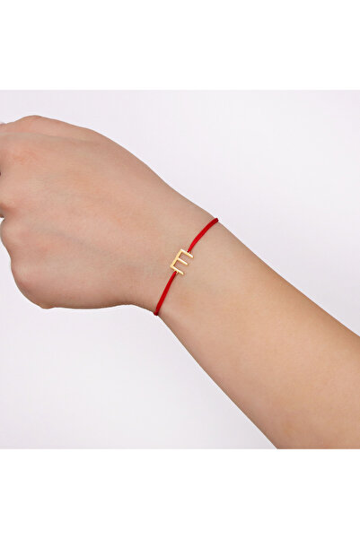 MOHI Fine Jewellery Bratara snur cu initiala E din aur galben de 14k