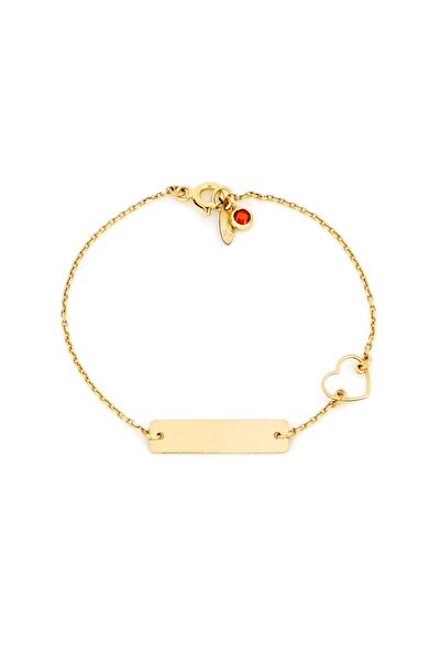 MOHI Fine Jewellery Bratara cu placuta si inima din aur galben de 14k