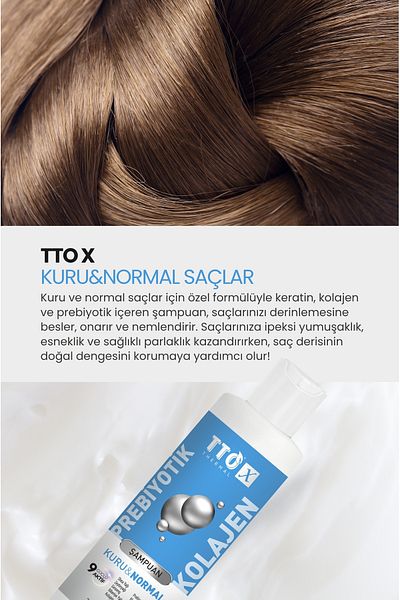 TTO -X Prebiotic & Collagen Dry and Normal Hair Shampoo 250ml (Glycerin, Maltodextrin, Triethanolamine