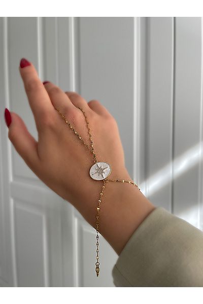 JELLY Women's Steel Zircon Stone Pearlescent Pole Star Model Adjustable Design Shahmeran Bracelet