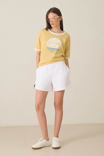 Amia&Co. Pantaloni scurti elastici imprimați ecru