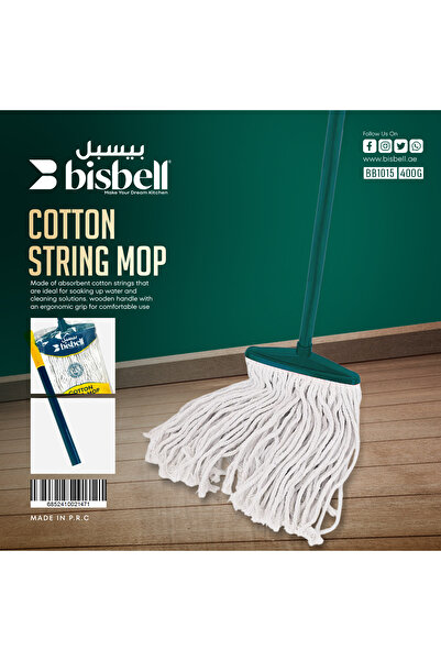 Bisbell ممسحة خيط قطني مع رأس ممسحة تنظيف أرضيات شديد التحمل، BB1015