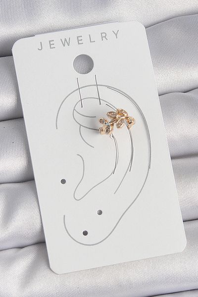 STİLLOVE Brass Gold Color Zircon Stone Leaf Model Women's Cartilage Earrings Sl11829