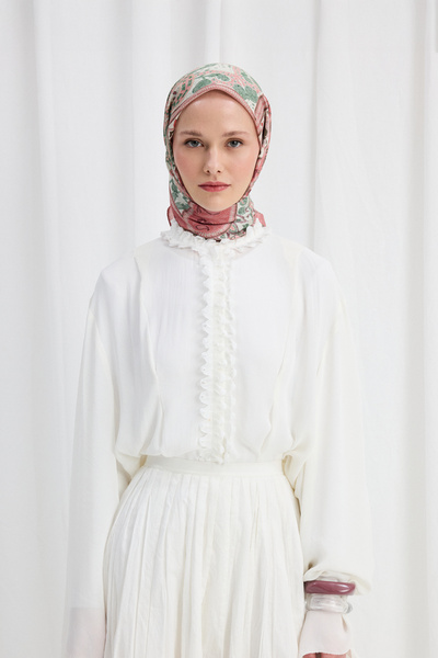 cs camellia scarf Μαλακό κασκόλ Milano Pattern - Ροζ Πράσινο