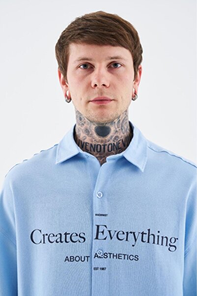 Machinist Ανδρικό πουκάμισο με αποσπώμενο μανίκι BABY BLUE