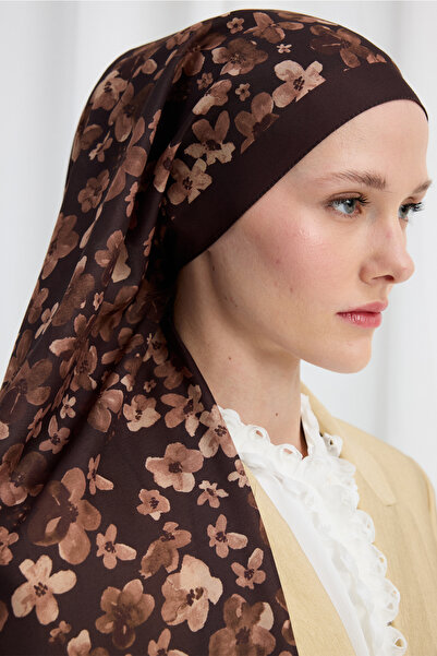 cs camellia scarf Μαλακό σάλι με σχέδιο Blom - Καφέ