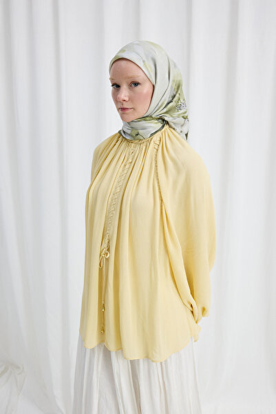 cs camellia scarf Eșarfă moale cu model Fiore - verde