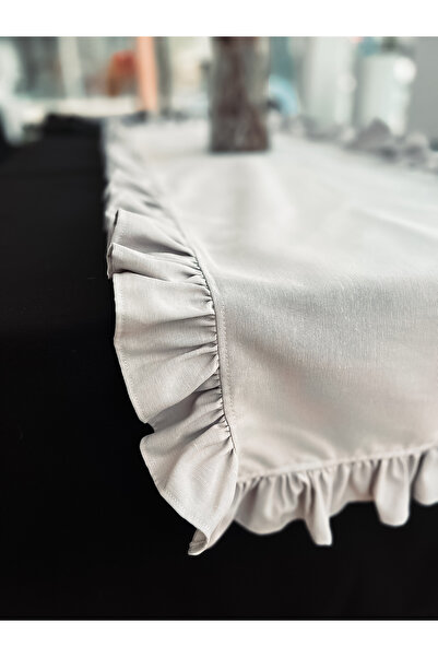 KaiHome Moonlit Linen All over Ruffled Rectangle Runner