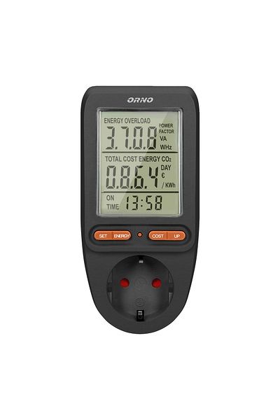 Orno Priză cu contor de curent/consum de energie ORNO OR-WAT-435(GS)/B, afișaj digital, 16A, 3680W