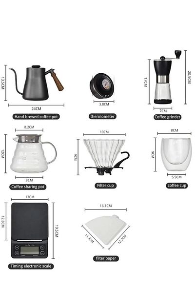 Primo Plus V60 Coffee Kit, 7 Piece Drip Coffee Maker Set with Portable Bag