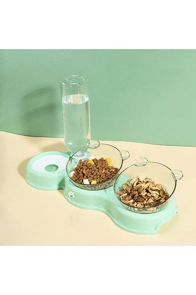 Linomag Bol ortopedic dublu pentru pisici cu reumplere automată a apei, Linomag®, 500 ml, verde fistic