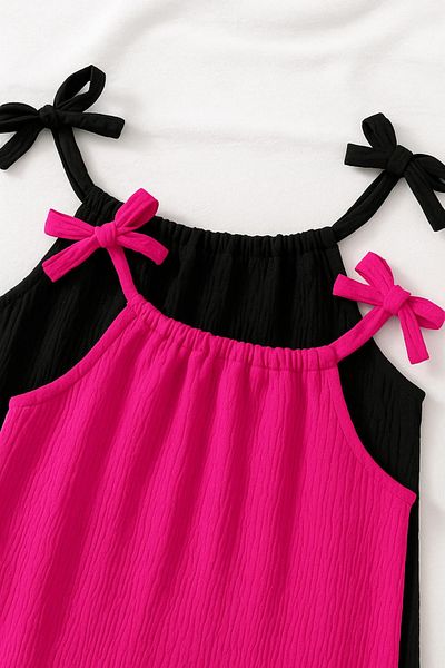 Machetta Relaxed Cut Ruffled Rope Strap Woven Fabric 2-Piece Children's Dress