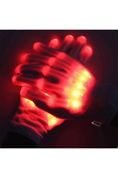 Linomag LED gloves for adults, Linomag®, 3 lighting modes, X-ray effect, Red