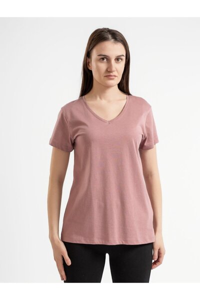 Bumbăcel Tricou uniton pentru dame cu decolteu în V din bumbac