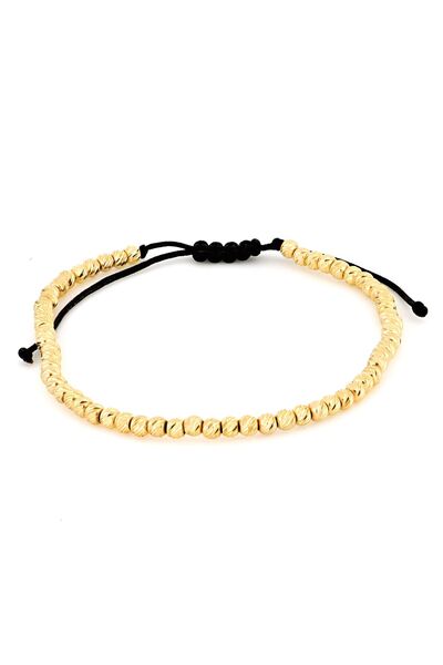 MOHI Fine Jewellery Bratara snur cu bile striate din aur galben de 14k