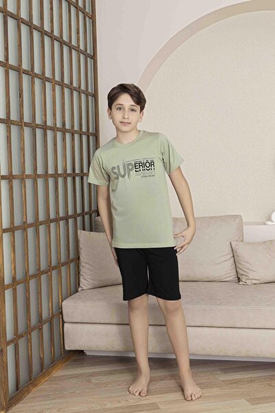 RAPAPA Boys' Bottom Top Short Sleeve Bermude Boy Shorts Suit Pajamas Suit 4008