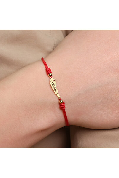 MOHI Fine Jewellery Bratara snur reglabil aur 14k, cu pandant in forma de aripa cu bile