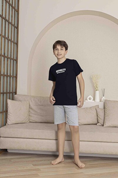 RAPAPA Boys' Bottom Top Short Sleeve Bermude Boy Shorts Suit Pajamas Suit 4009