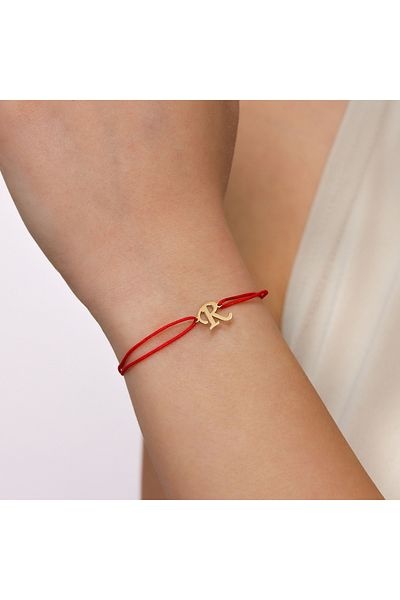 MOHI Fine Jewellery 14k yellow gold initial R cord bracelet