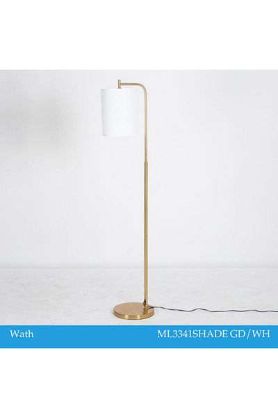 MARIA HOMES Gold Floor Lamp with White Drum Shade
