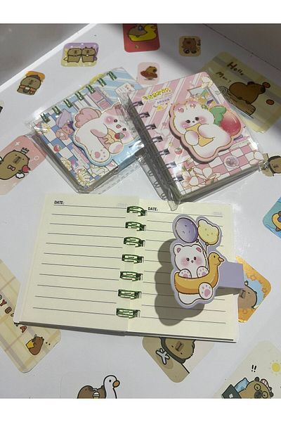demirosa 3 Pcs A7 Size Mini Spiral Notebook with Cute Sticker Rabbit Cover