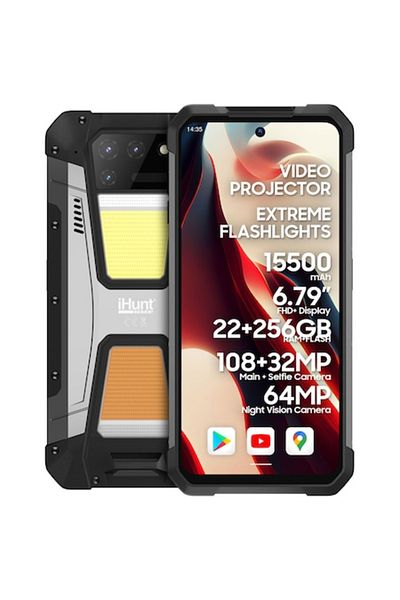 iHunt Titan Metal P22000 Projector PRO, Dual SIM, 512GB, 22GB RAM, 4G, IP68, Silver