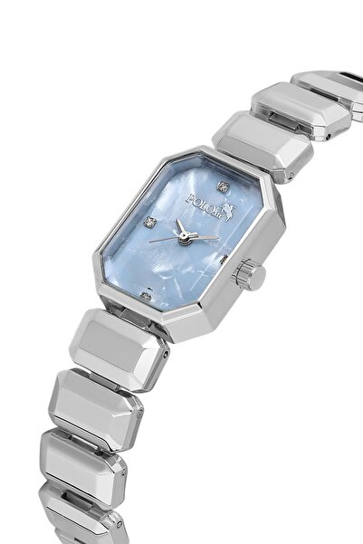 Polo Air Elegant Rectangle Case and Cord Women Wrist Watch Silver Blue Color Pl-1532B5X