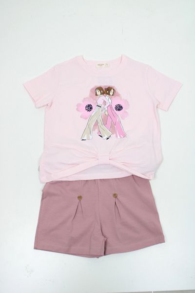 Breeze Girls' Combed Cotton Shorts Set Bre-21693