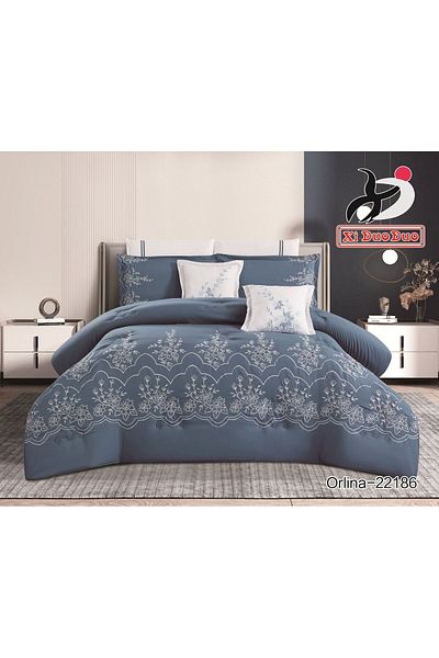 XI DUO Luxury embroidered microfiber comforter set, high quality, suitable for all seasons, 8 pieces