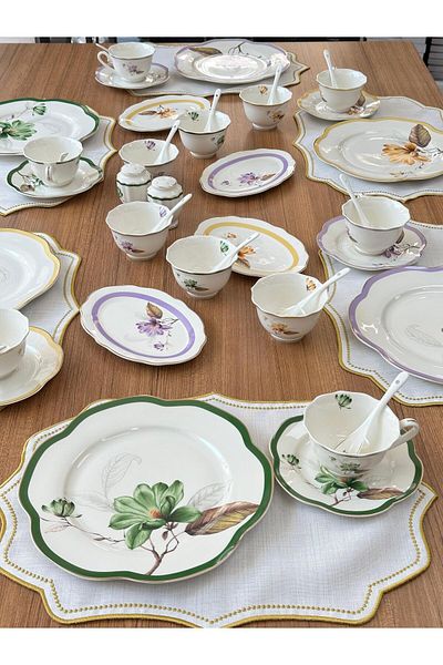 MD MİMOZA DEKOR Breakfast Set 42 Pieces Frame for 6 People