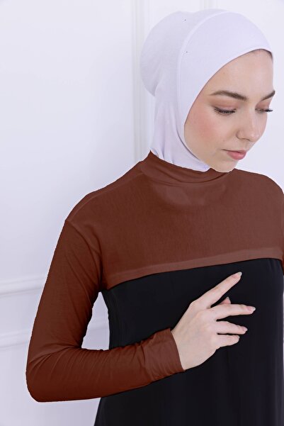 Loggia Γυναικείο κορμάκι Hijab Crop Bolero με ζιβάγκο με λαιμόκοψη και μανίκια - Lycra Stand Collar