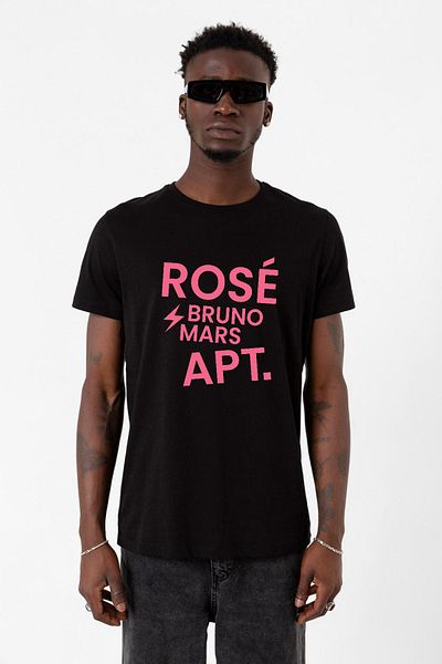 Tshirthane Μαύρο ανδρικό μπλουζάκι BLACKPINK ROSE BRUNO MARS APT