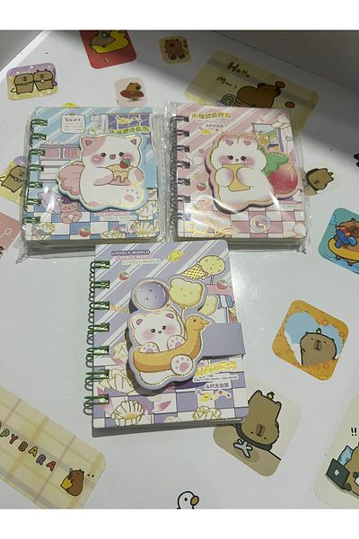 demirosa 3 Pcs A7 Size Mini Spiral Notebook with Cute Sticker Rabbit Cover