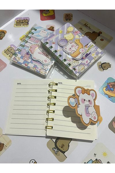 demirosa 3 Pcs A7 Size Mini Spiral Notebook with Cute Sticker Rabbit Cover