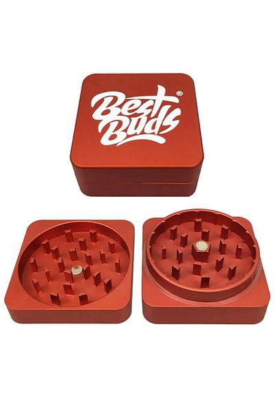 OEM Grinder Best Buds Flat Square Rust premium red aluminum 2 Parts Ø50mm