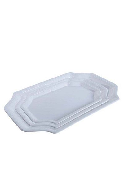 Trust 3-Piece Melamine Serving Tray Set Small Size 35CM, Medium Size 40CM & Large Size 45CM White