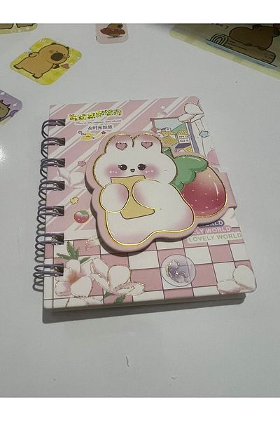 demirosa 1 Pcs A7 Size Mini Spiral Notebook with Cute Sticker Rabbit Cover