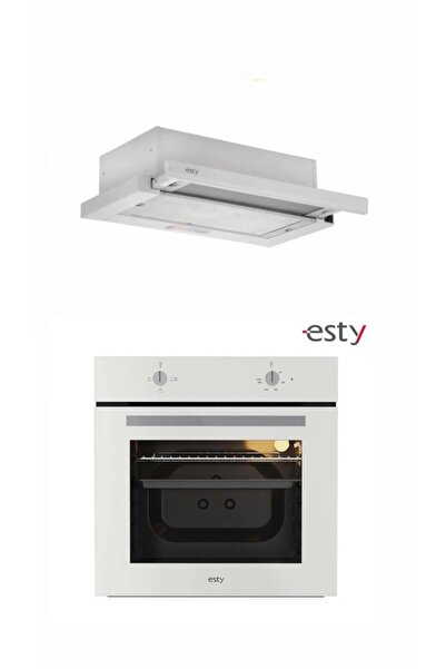 Esty Aspiratör ve Beyaz Cam Fırın İkili Set (1350 Beyaz - AEF6601W04)