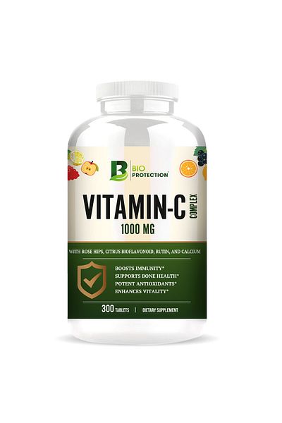 BIO PROTECTION Vitamin C, 1000 mg, 300 Tablets, Boosts Immunity, Supports Bone Health
