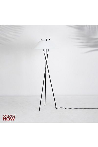 MARIA HOMES Modern Tripod Floor Lamp with White Cone Shade