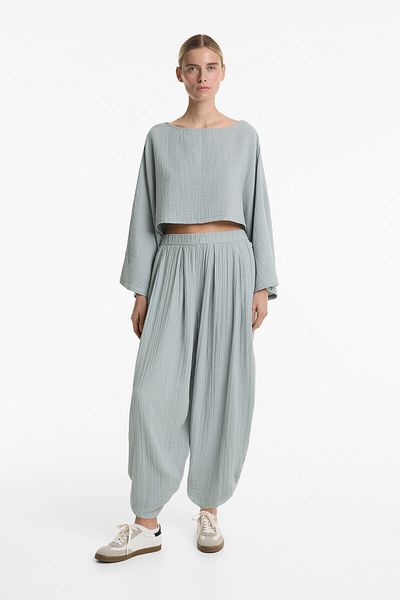 Oysho 100% cotton balloon trousers