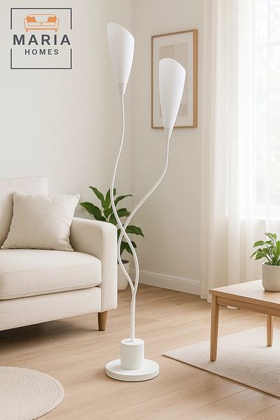 MARIA HOMES Sculptural Twin-Head White Floor Lamp