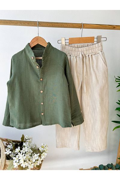 bebegci 2-Piece Boy's Set with Linen Shirt and Trousers